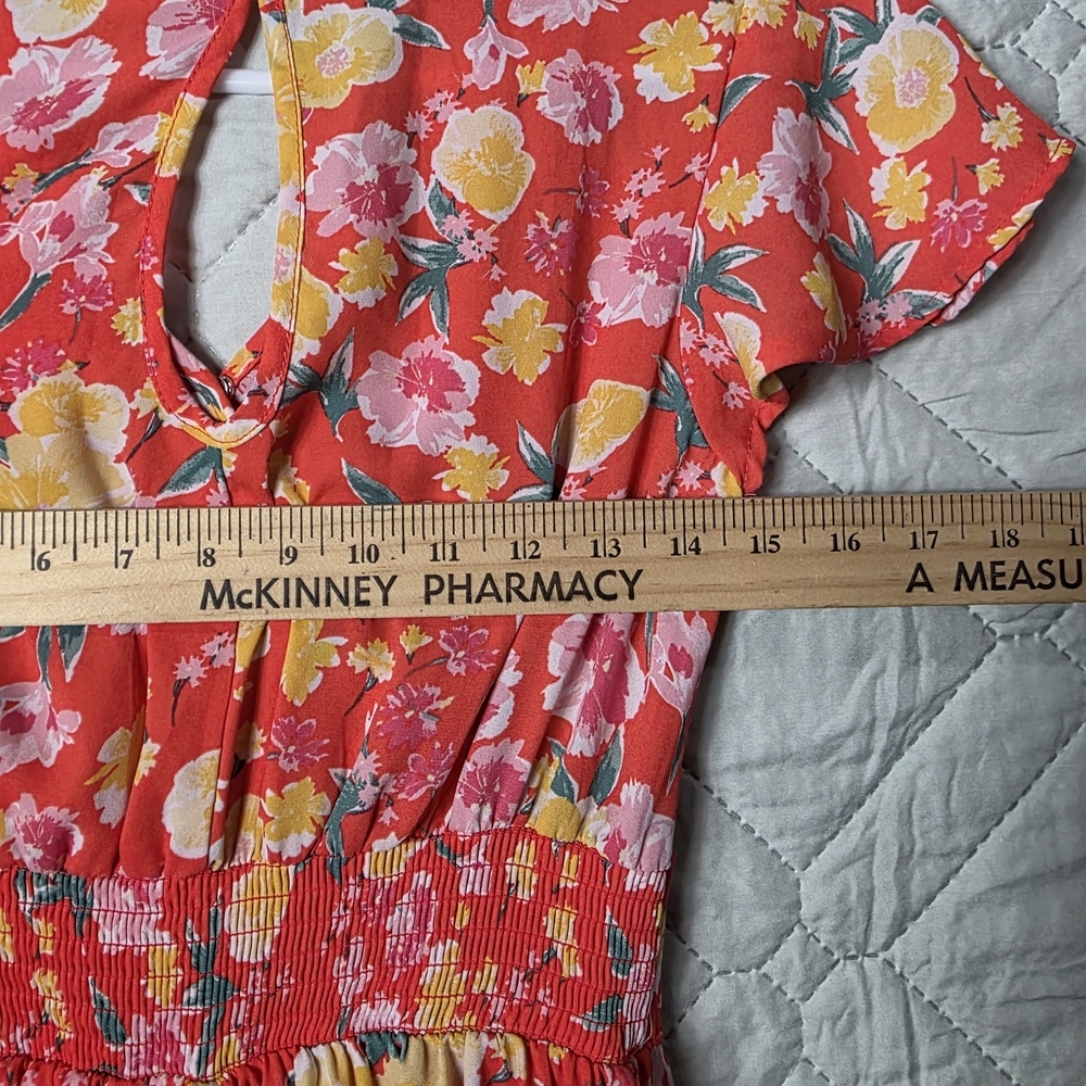 Sienna Sky Orange Size XS
 Floral Short Sleeve Dress midi
Lightweight fabric - Picture 10 of 11